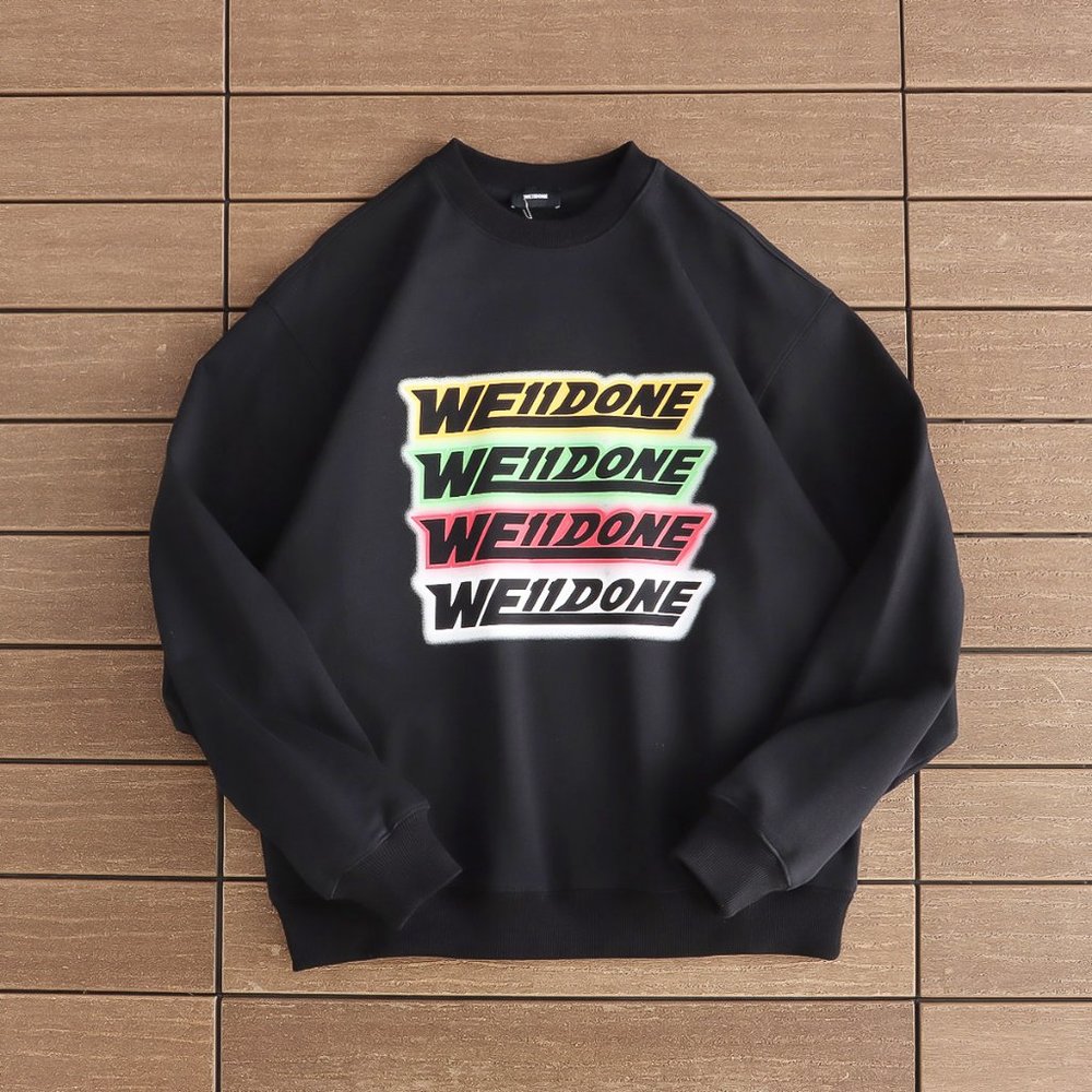 We11 Done Tie Dye Colorful Logo Letter Print Long Sleeved Sweatshirt